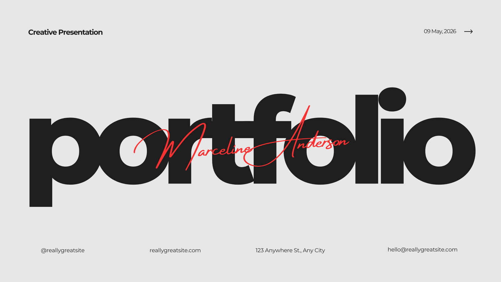 Black and Gray Minimalist Creative Portfolio Presentation